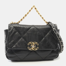 Chanel Black Quilted Goatskin Medium 19 Flap Bag 1163938
