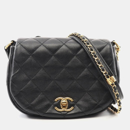 Chanel Black Calfskin Quilted Chain Handle Flap Bag 1163948