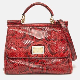 Dolce & Gabbana Red Python Large Miss Sicily Top Handle Bag 1163669