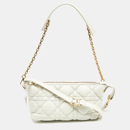 Christian Dior Cream Macrocannage Leather Medium Nomad Shoulder Bag 1163578