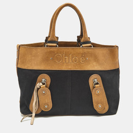 Chloe Black/Brown Denim and Leather Vintage Tote 1163625