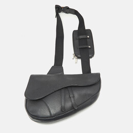 Christian Dior Black Leather Maxi Saddle Bag 1163462