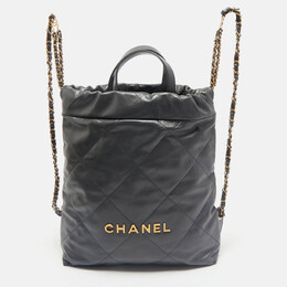 Chanel Dark Grey Quilted Leather 22 Backpack 1163392