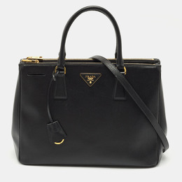 Prada Black Saffiano Lux Leather Medium Double Zip Tote 1163175
