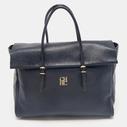CH Carolina Herrera Blue Leather Tempo Collection Adagio Tote 1161565