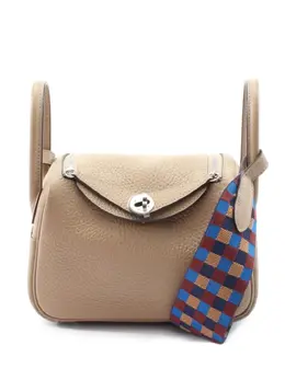 Hermes 2022 mini Lindy textured leather tote bag 30647396