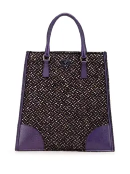 Prada 2000-2013 Vitello Trimmed Tweed Flat tote bag 30849579