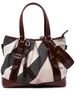 Burberry 2000-2017 Mega Check Canvas Lowry satchel 30854622