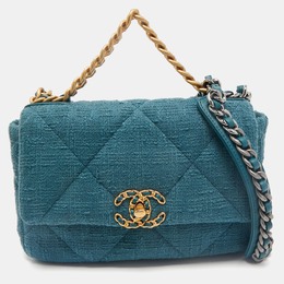 Chanel Dark Green Quilted Tweed Small 19 Flap Bag 1165019
