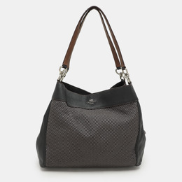 Coach Dark Brown/Grey Jacquard Canvas and Leather Legacy Lexy Shoulder Bag 1164837