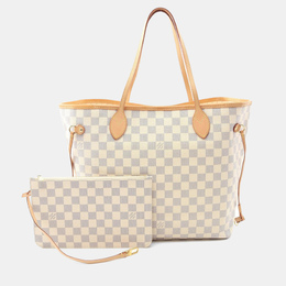 Louis Vuitton Neverfull MM White Damier Azur Canvas Tote Bag 1164209