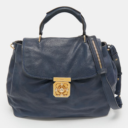 Chloe Navy Blue Leather Medium Elsie Top Handle Bag 1163129