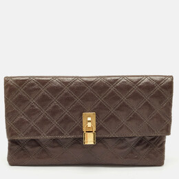 Marc Jacobs Choco Brown Quilted Leather Eugenie Clutch 1165481