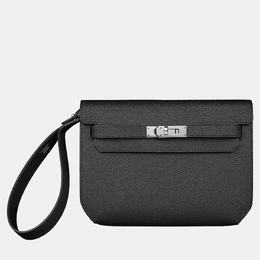 Hermes Noir Kelly Depeches 25 Pouch Bag 1163555