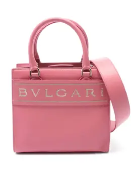 Bvlgari 2010s logo-embroidered leather tote bag 30295479