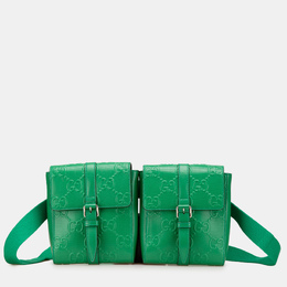Gucci Green GG Embossed Perforated Double Belt Bag 1165535