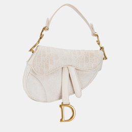 Christian Dior White Mini Oblique Canvas Saddle Bag 1165196