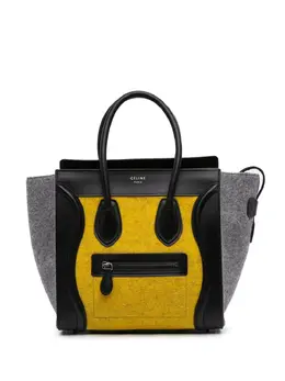 Celine 2012-2018 Micro Tricolor Felt Wool and Calfskin Luggage tote bag 30903405