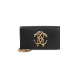 Roberto Cavalli-Black Leather Shoulder Bag-Donna 51977544794452
