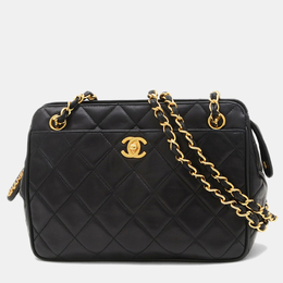 Chanel Quilted CC Black Leather Shoulder Bag 1166240