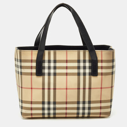 Burberry Beige/Black House Check Coated Canvas and Leather Tote 1166508