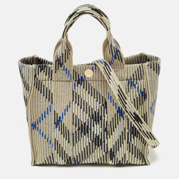 Burberry Grey Knitted Checked Mini Tote 1165098