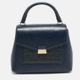 CH Carolina Herrera Blue Monogram Leather Top Handle Bag 1165704