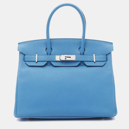 Hermes Birkin 30 Blue Zanzibar Togo Leather Top Handle Bag 1167699