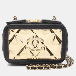 Chanel Mini Black Lambskin Leather Vanity Shoulder Bag 1167584
