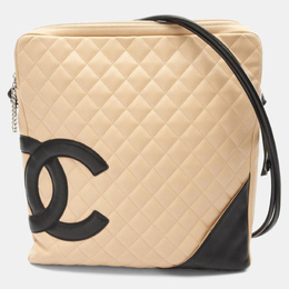 Chanel Cambon Line Beige/Black Leather Large Pochette Shoulder Bag 1167575