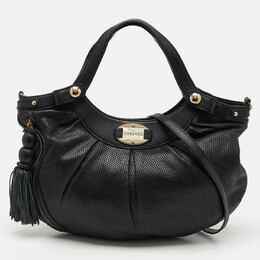 Versace Black Perforated Leather Tassel Shoulder Bag 1164584