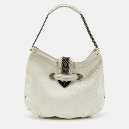 Christian Dior White Crackle Leather Jeanne Hobo 1164573