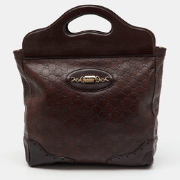 Gucci Dark Brown Guccissima Leather Large Punch Top Handle Tote 1164526
