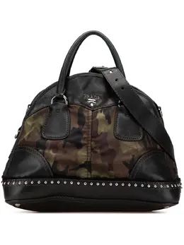 Prada 2000-2025 Lambskin Trimmed Tessuto Stampato Camouflage Dome satchel 30912905