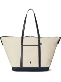 Polo Ralph Lauren Bellport leather-trimmed canvas tote bag 30857296