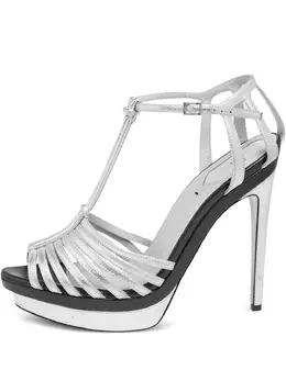Fendi 130mm metallic-effect leather sandals 30330575