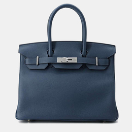 Hermes Birkin 30 Blue De Prusse Togo Leather Top Handle Bag 1164696