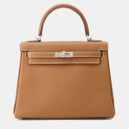 Hermes Kelly Retourne 25 Gold Togo Leather Top Handle Bag 1164704