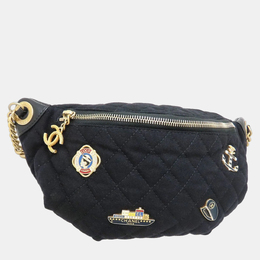 Chanel Paris Hamburg Black Wool Body Bag 1167937