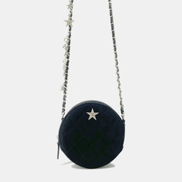 Chanel Star Round Quilted Suede with Crystal Embellished Charms Clutch with Chain 1167998