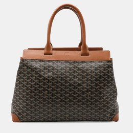 Goyard Bellechasse MM Goyardine Black/Brown Coated Canvas Leather Tote Bag 1167972