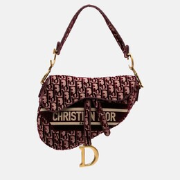 Christian Dior Burgundy Oblique Embroidered Velvet Saddle Bag 1167756
