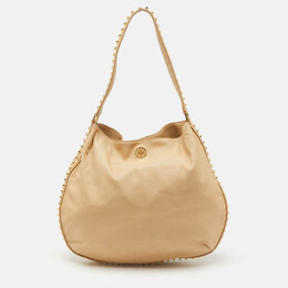 Tory Burch Light Beige Leather Pyramid Studs Hobo 1166935