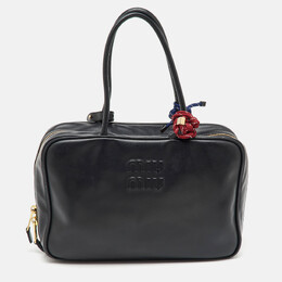 Miu Miu Black Leather Top Zip Beau Satchel 1167054