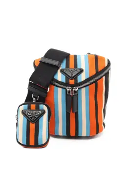 Prada 2010s striped canvas shoulder bag 30839383