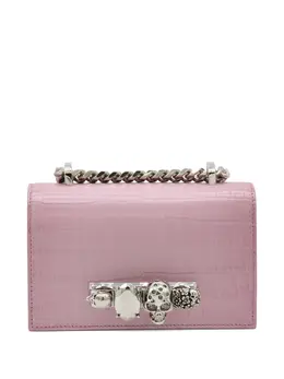Alexander McQueen skull-embellished crocodile-effect leather shoulder bag 30916685