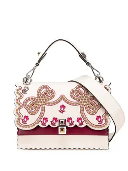 Fendi 2010-2025 Medium Vitello Liberty Lucido Flowers and Bows Scalloped Studded Kan I satchel 30922674