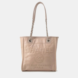 Chanel Deauville PM Pink Leather Caviar Leather Chain Tote Bag 1168537