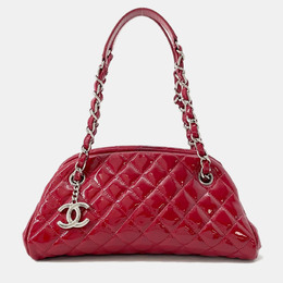 Chanel Mademoiselle Red Patent Leather Chain Bowling Bag 1168540