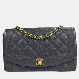 Chanel Diana Medium Black Leather Chain Shoulder Bag 1168695